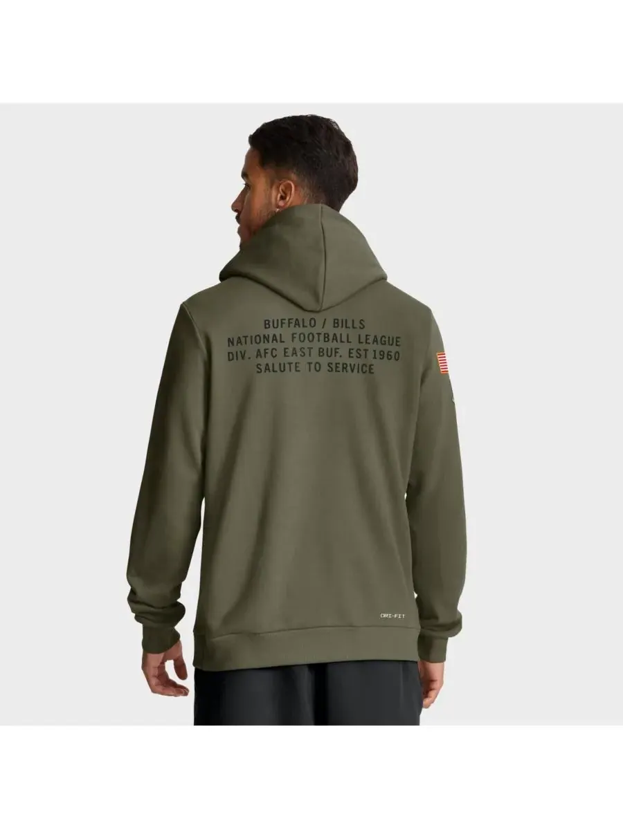 Nike Мужская толстовка Olive Buffalo Bills 2025 Salute to Service Sideline Standard Issue Dri-FIT — изображение 2 из 5