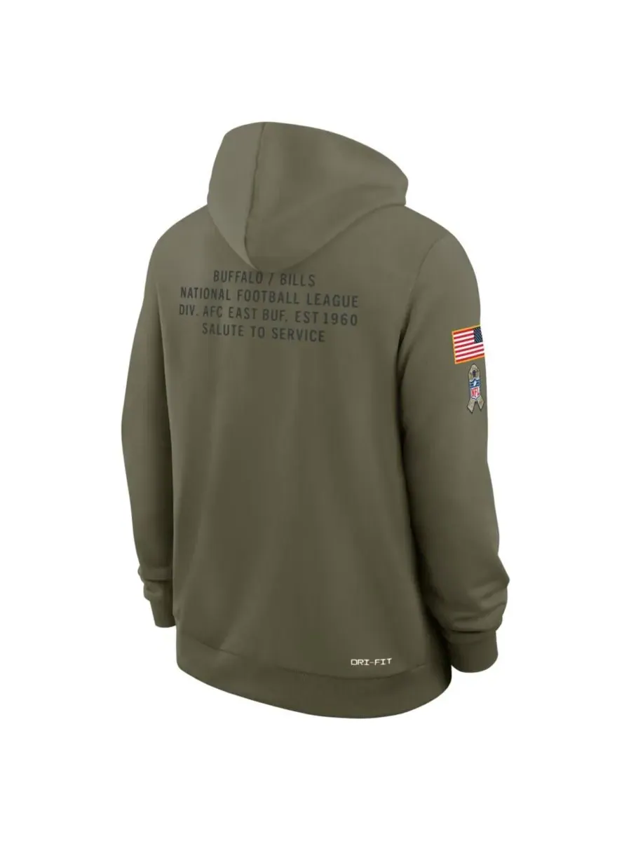 Nike Мужская толстовка Olive Buffalo Bills 2025 Salute to Service Sideline Standard Issue Dri-FIT — изображение 5 из 5