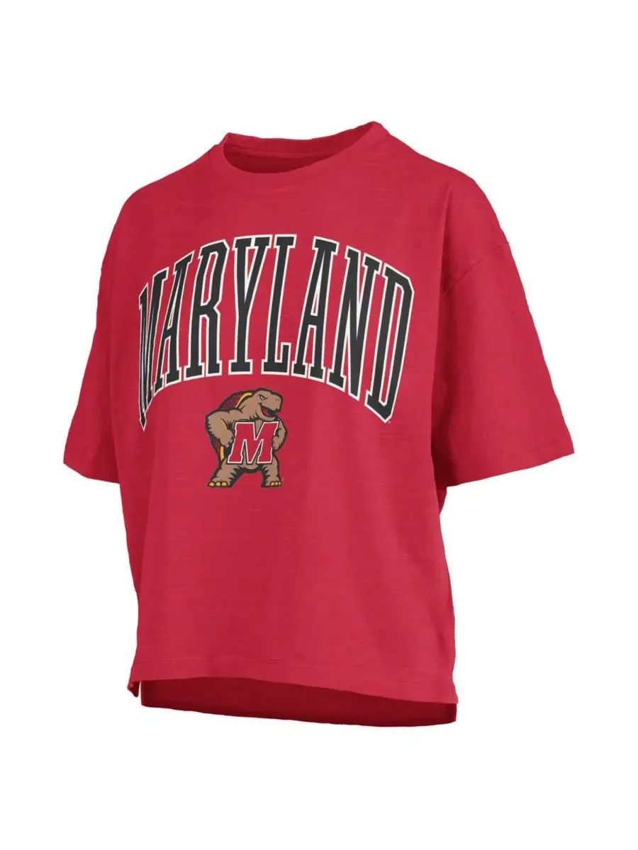 Pressbox Женская красная футболка Maryland Terrapins Nelson Arch Over Logo Waist Length Oversized — изображение 3 из 3