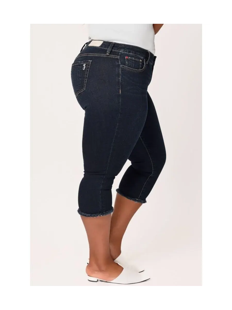 Укороченные джинсы больших размеров с бахромой SLINK Jeans, Baylor — изображение 3 из 3