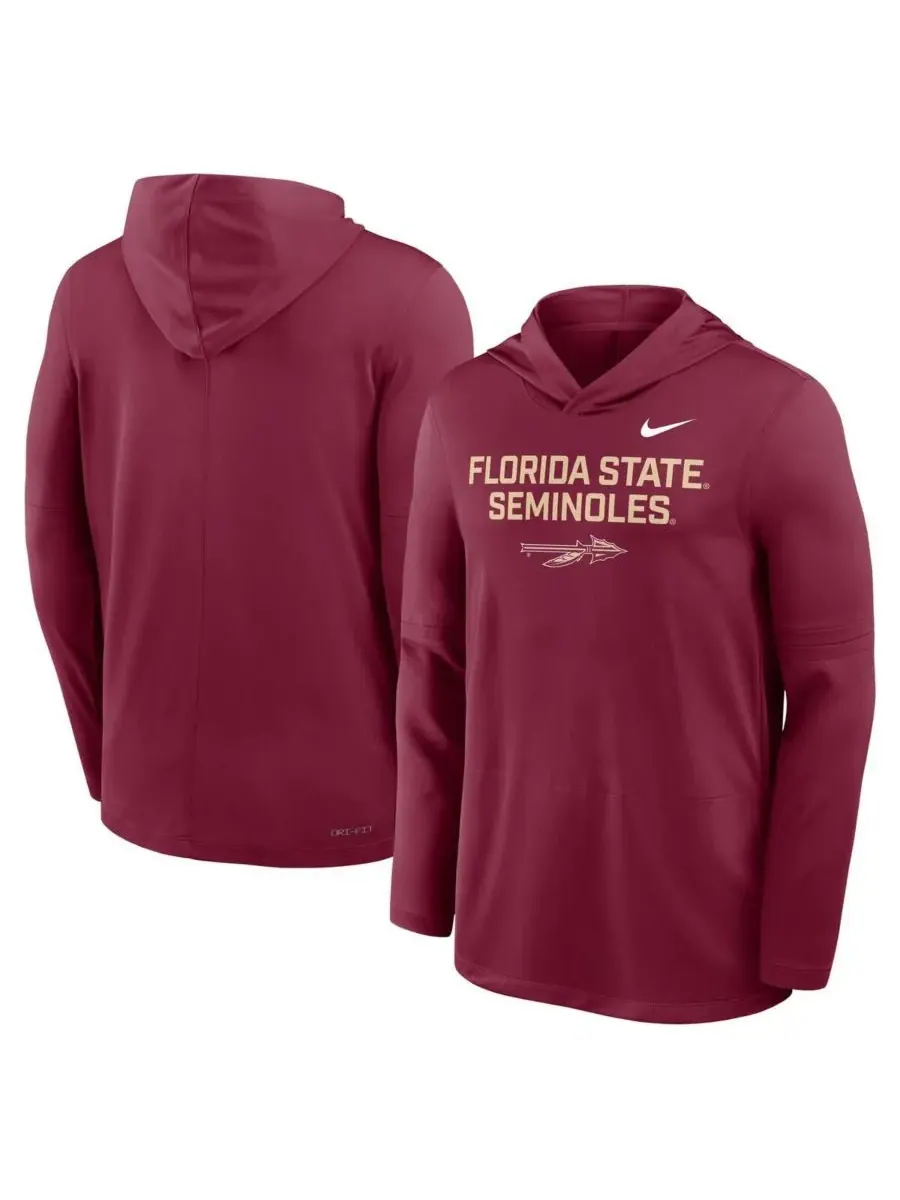 Мужская футболка с длинным рукавом и капюшоном Garnet Florida State Seminoles 2025 Sideline — изображение 4 из 5, гранат