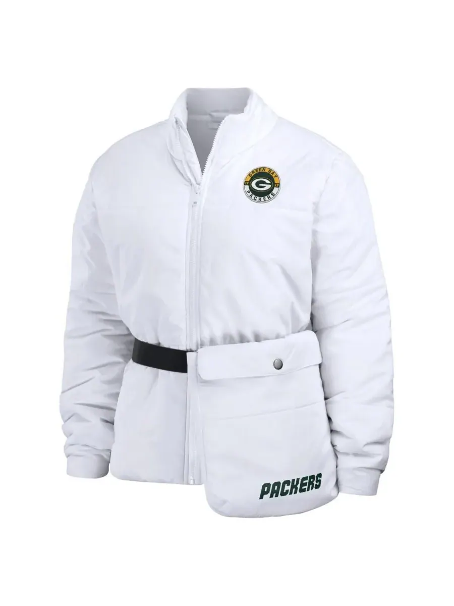 WEAR by Erin Andrews Женская белая пуховая куртка Green Bay Packers Packaway на молнии — изображение 2 из 4, белый