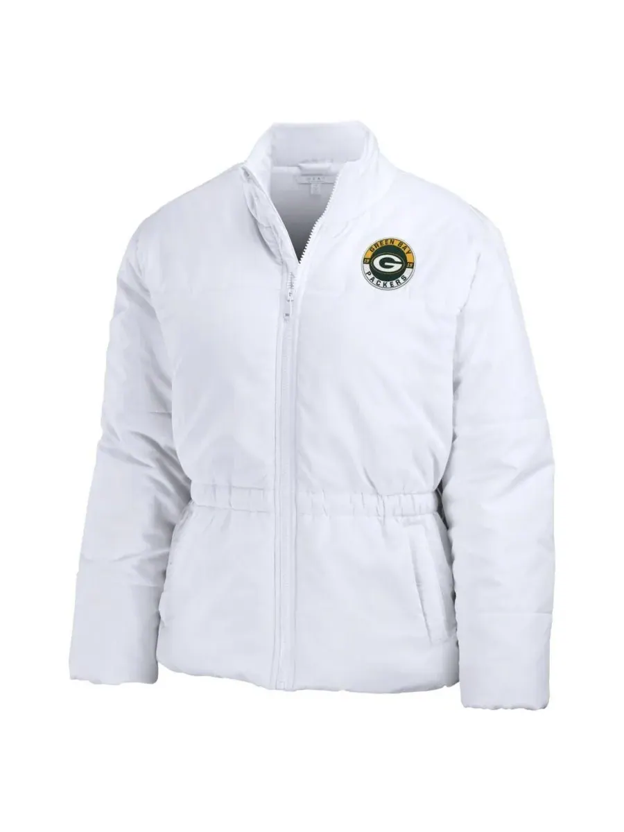 WEAR by Erin Andrews Женская белая пуховая куртка Green Bay Packers Packaway на молнии — изображение 4 из 4, белый
