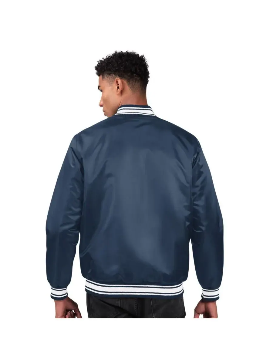 Starter Мужская темно-синяя атласная куртка Michigan Wolverines Core Satin Varsity с застежкой на — изображение 2 из 2