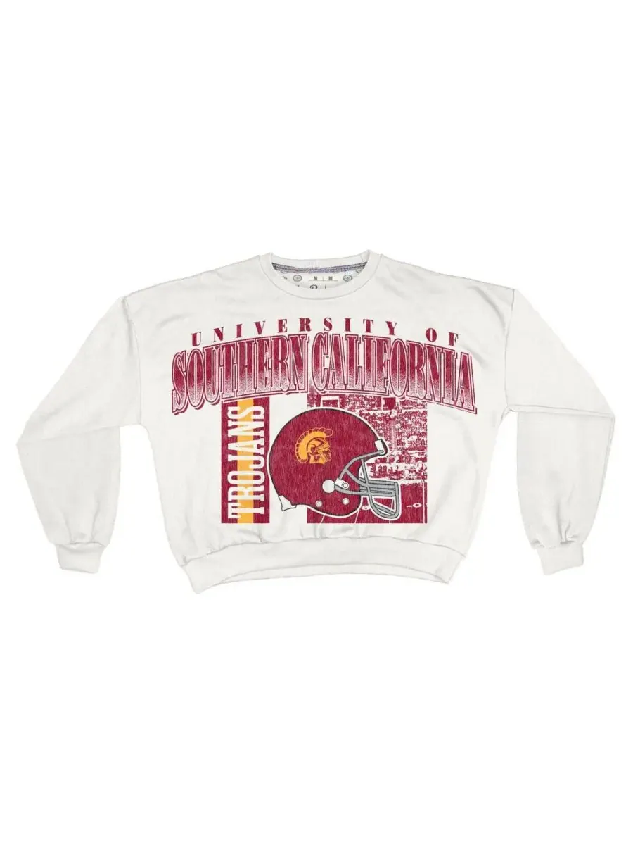 Pressbox Женская белая толстовка USC Trojans Oversized Janice Retro Waist-Length — изображение 3 из 3, белый