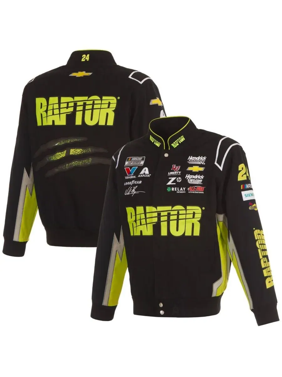 JH Design Мужская черная форменная куртка William Byron Raptor из саржи с застежкой на кнопках