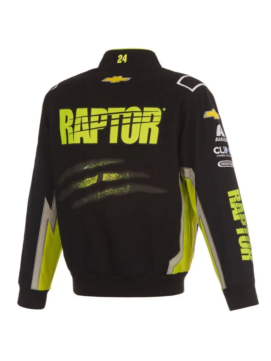 JH Design Мужская черная форменная куртка William Byron Raptor из саржи с застежкой на кнопках — изображение 4 из 5, черный