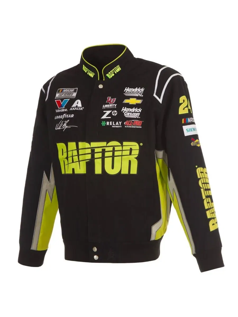 JH Design Мужская черная форменная куртка William Byron Raptor из саржи с застежкой на кнопках — изображение 5 из 5, черный