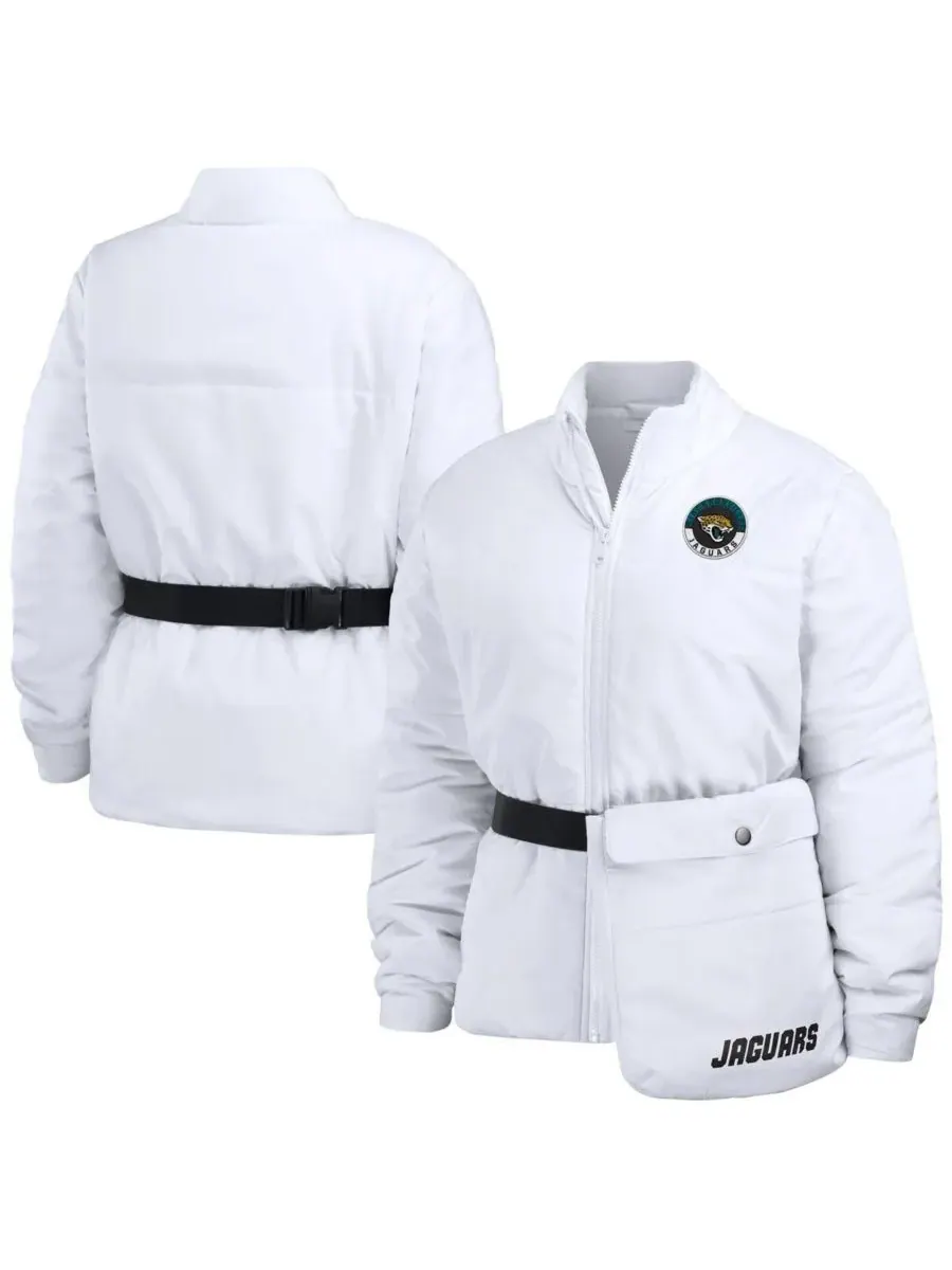 WEAR by Erin Andrews Женская белая пуховая куртка Jacksonville Jaguars Packaway на молнии