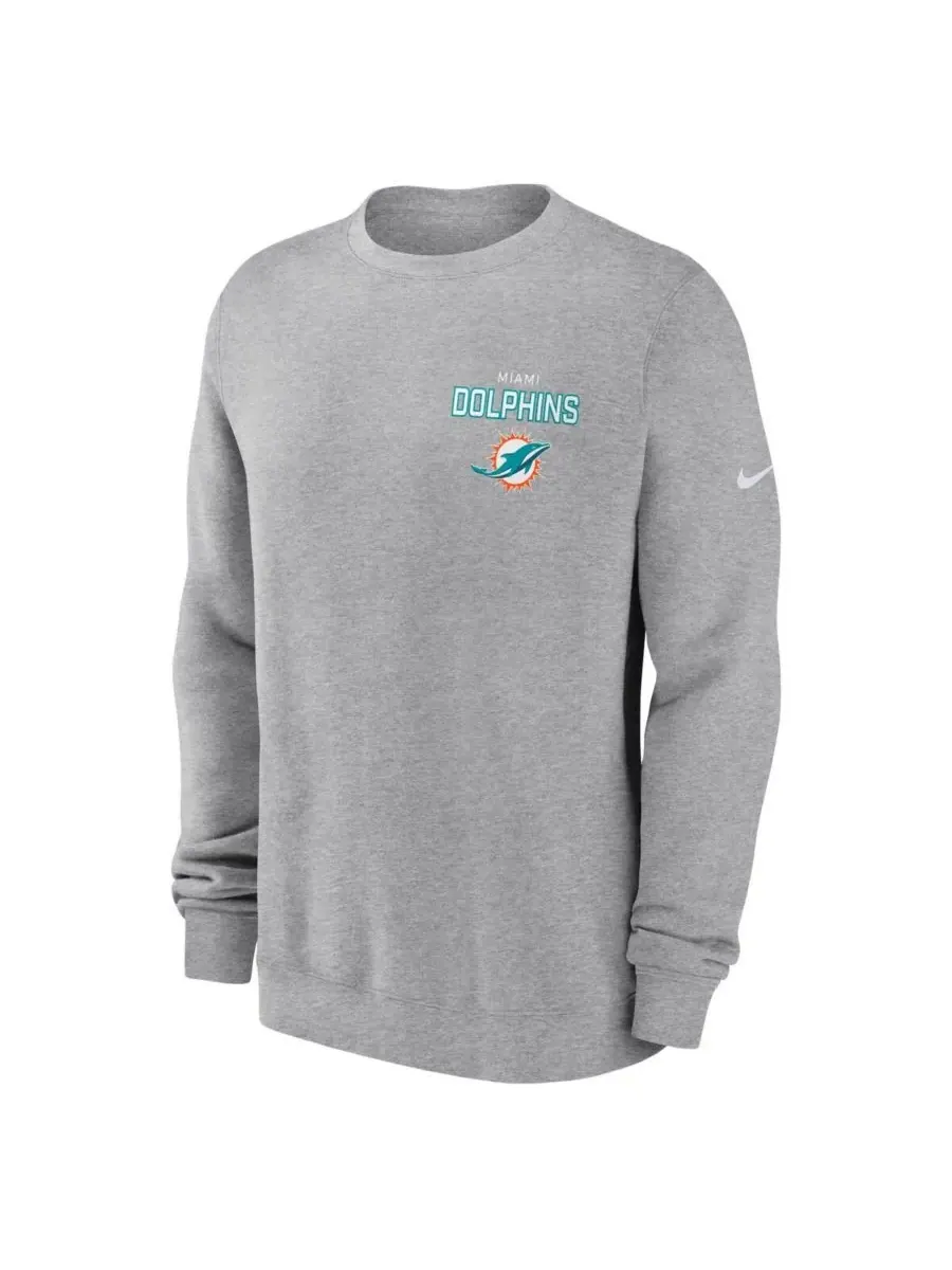 Nike Мужская флисовая толстовка серого цвета с логотипом команды Miami Dolphins Primetime Club — изображение 2 из 3, серый