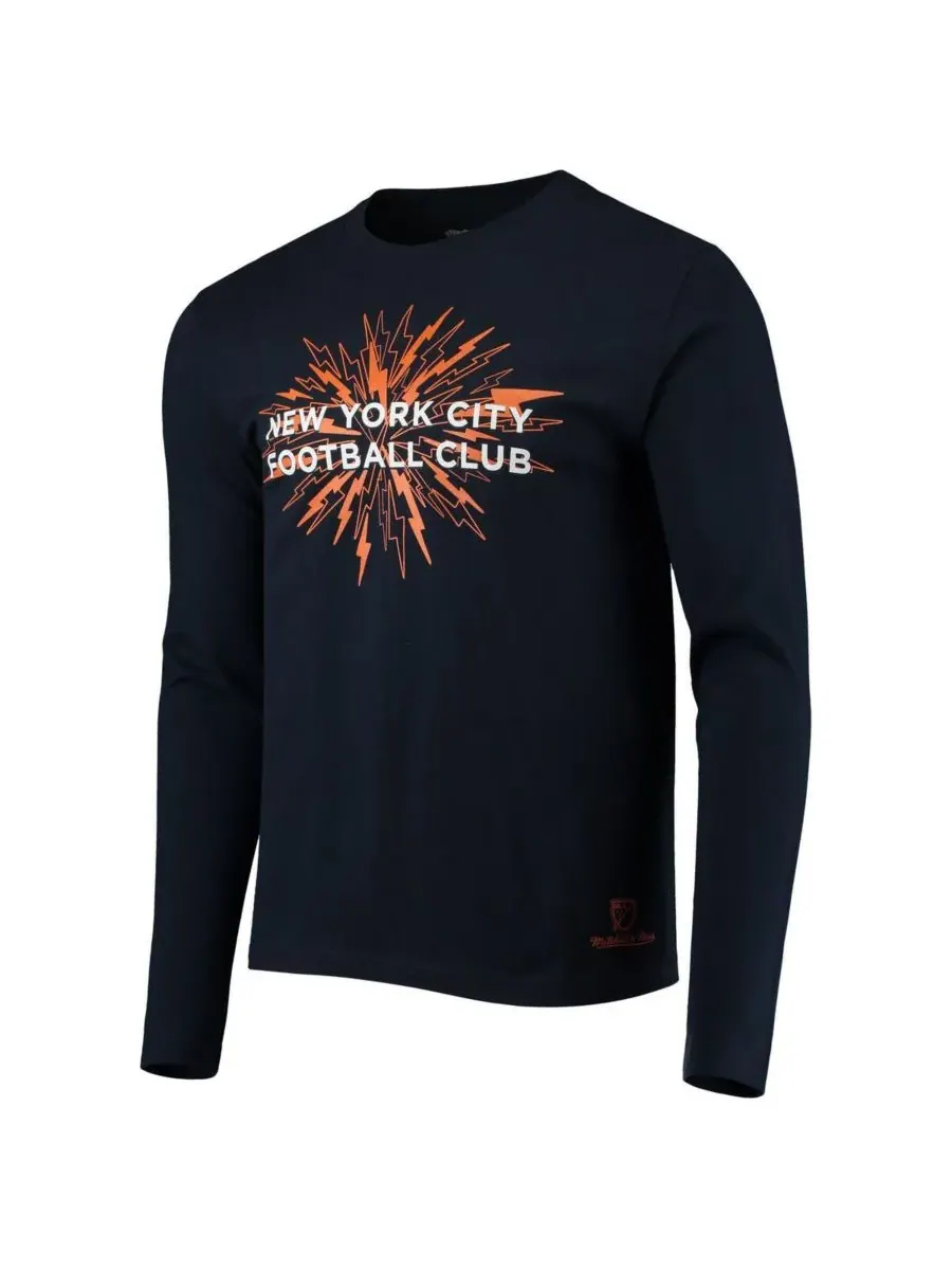 Mitchell & Ness Мужская темно-синяя футболка с длинным рукавом New York City FC For The City — изображение 2 из 3