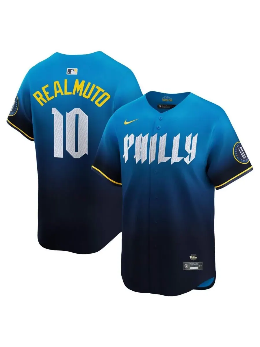Nike Мужская футболка JT Realmuto темно-синего цвета команды Philadelphia Phillies City Connect