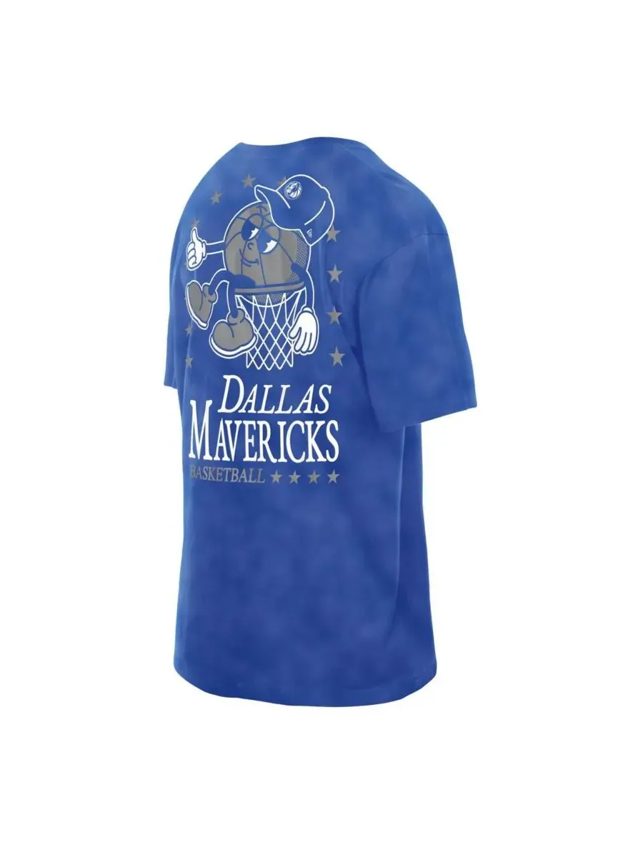 New Era Мужская синяя футболка Dallas Mavericks Old School Sport Enzyme Wash Oversized — изображение 2 из 3, синий