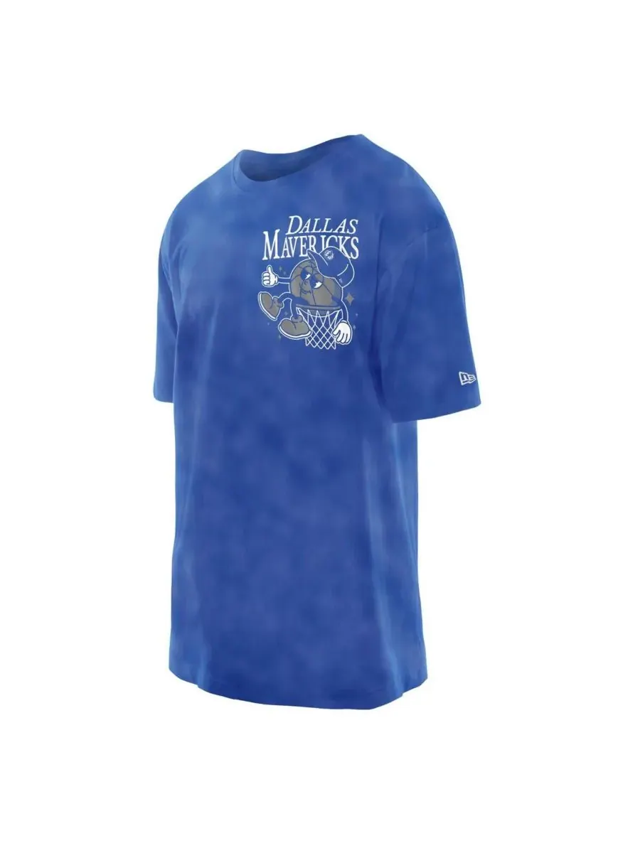 New Era Мужская синяя футболка Dallas Mavericks Old School Sport Enzyme Wash Oversized — изображение 3 из 3, синий