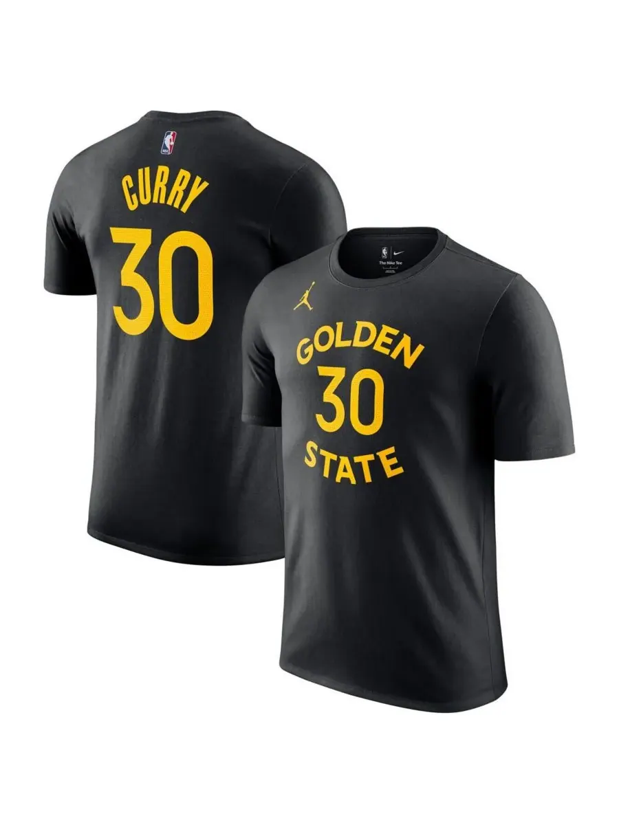 Jordan Мужская черная футболка Stephen Curry Golden State Warriors Statement Edition с именем и