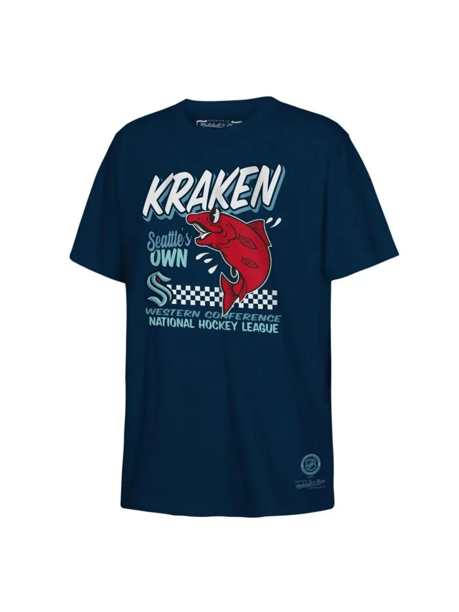Mitchell & Ness Футболка с изображением киоска "Сиэтл Кракен" синего цвета для мальчиков и девочек