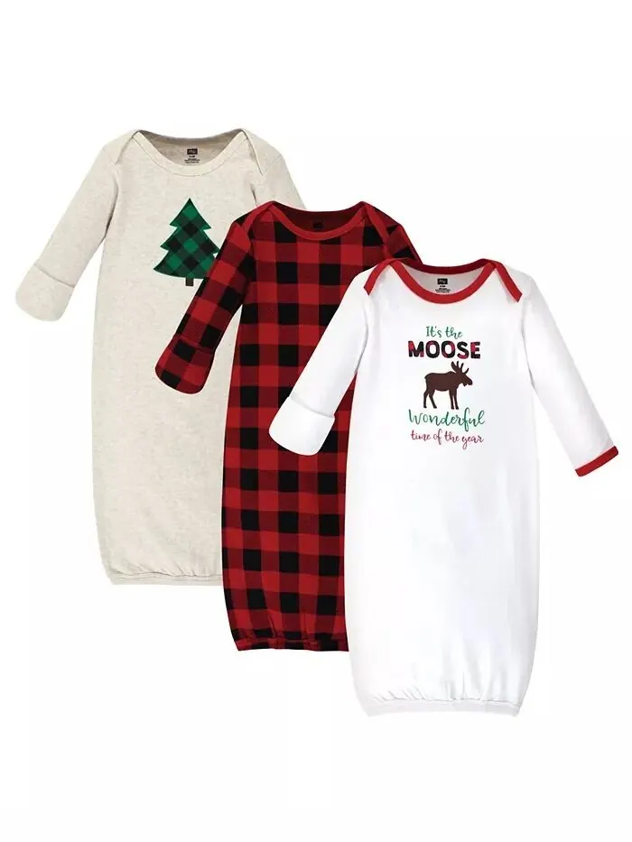 Хлопковые платья с длинными рукавами для маленьких мальчиков, 3 шт., Moose Wonderful Time, 0–6