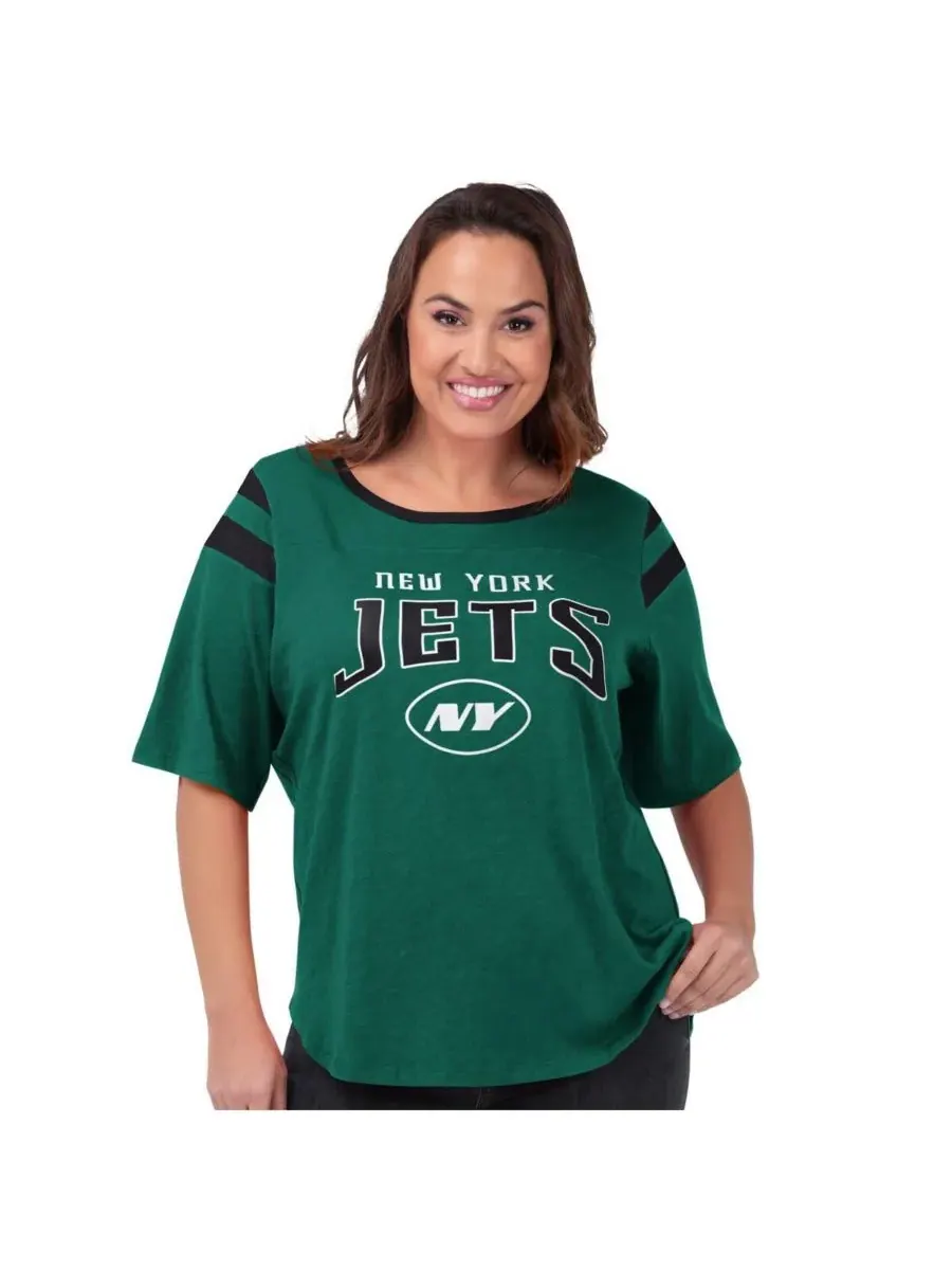 G-III 4Her by Carl Banks Женская зеленая футболка New York Jets большого размера с изображением