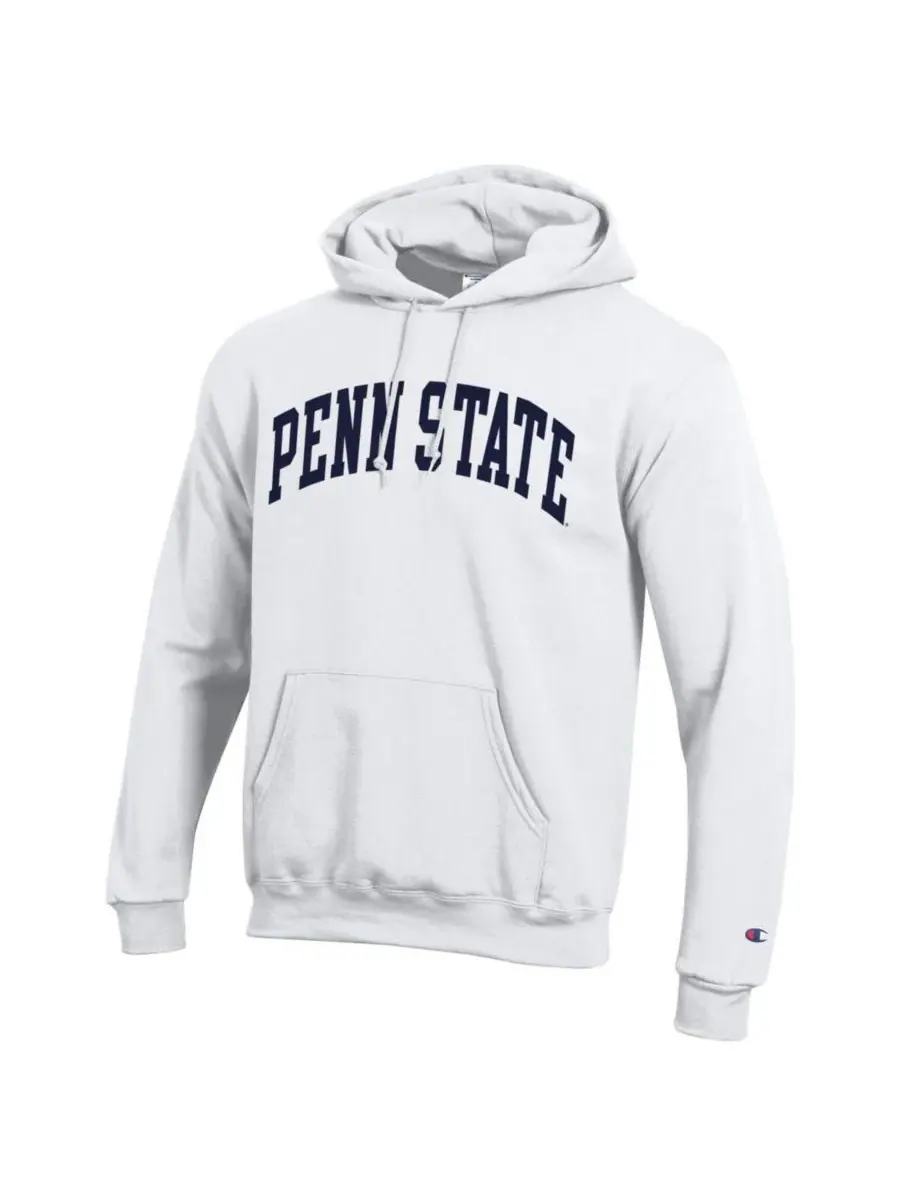Champion Мужская белая флисовая толстовка с капюшоном Penn State Nittany Lions Basic Arch — изображение 3 из 3, белый