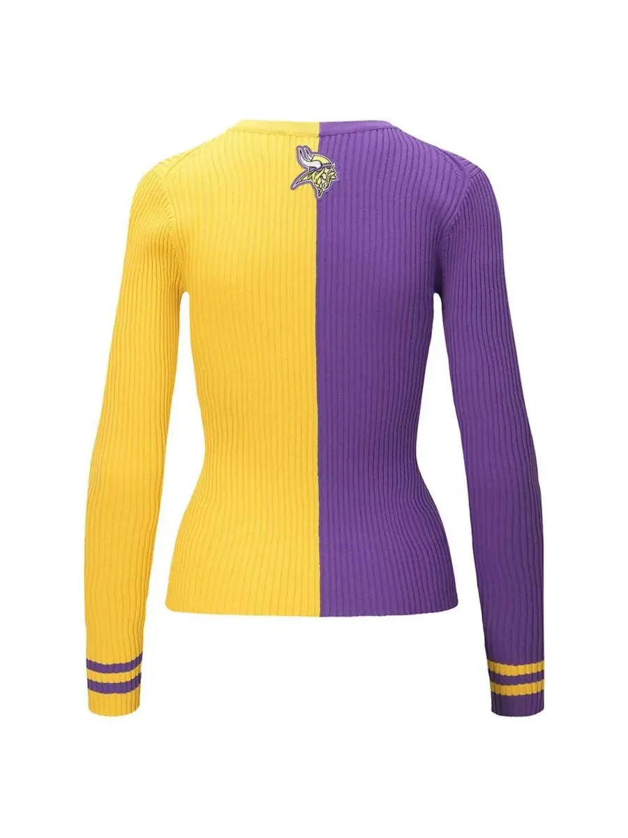 Staud Женский фиолетово-золотой свитер-карго с символикой команды Minnesota Vikings — изображение 3 из 4