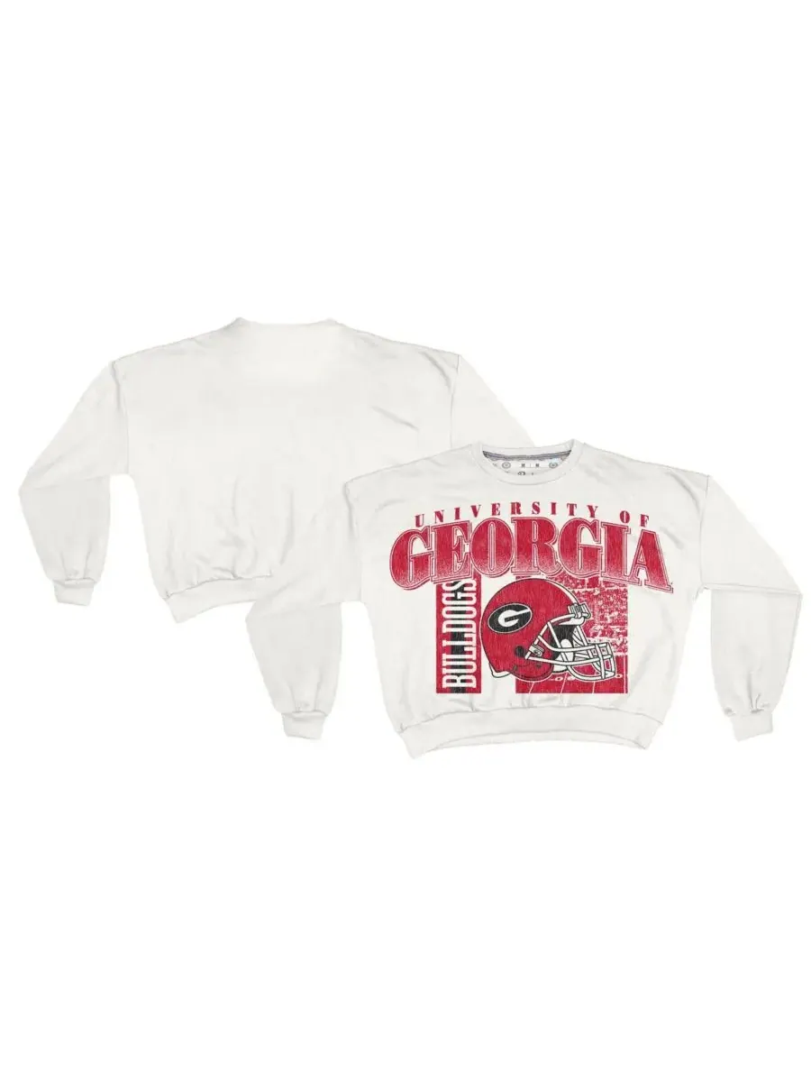 Pressbox Женская белая толстовка оверсайз Janice Retro с изображением команды Georgia Bulldogs
