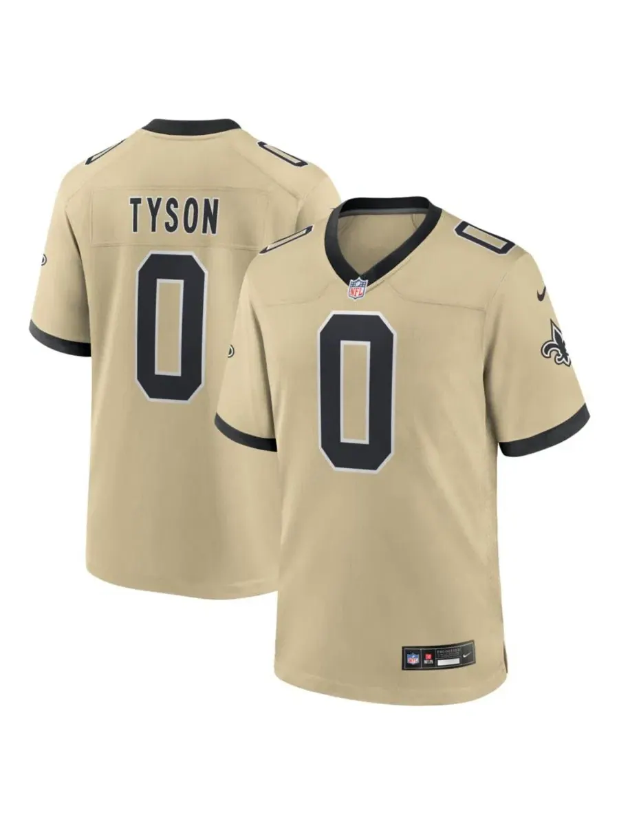 Футболка Nike с принтом Jordyn Tyson Gold New Orleans Saints 2026 NFL Draft First Round Pick No. 8