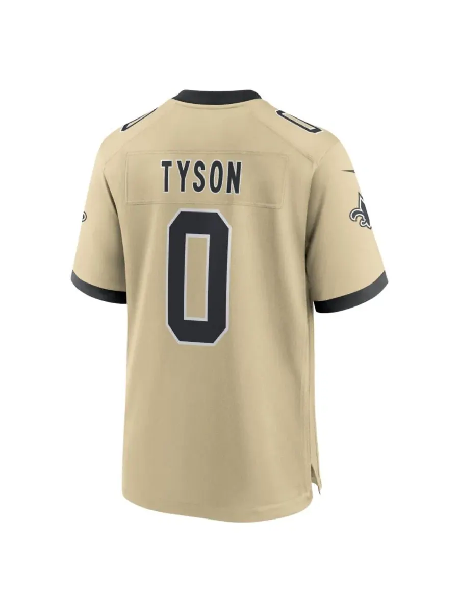 Футболка Nike с принтом Jordyn Tyson Gold New Orleans Saints 2026 NFL Draft First Round Pick No. 8 — изображение 2 из 3