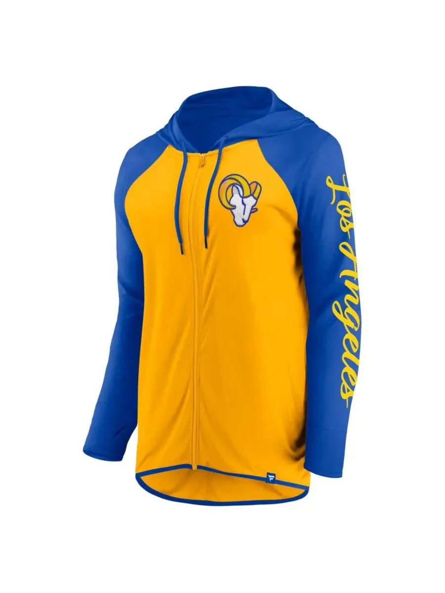 Худи с полной застежкой-молнией и капюшоном, Los Angeles Rams Script Fanatics — изображение 2 из 3, золотистый