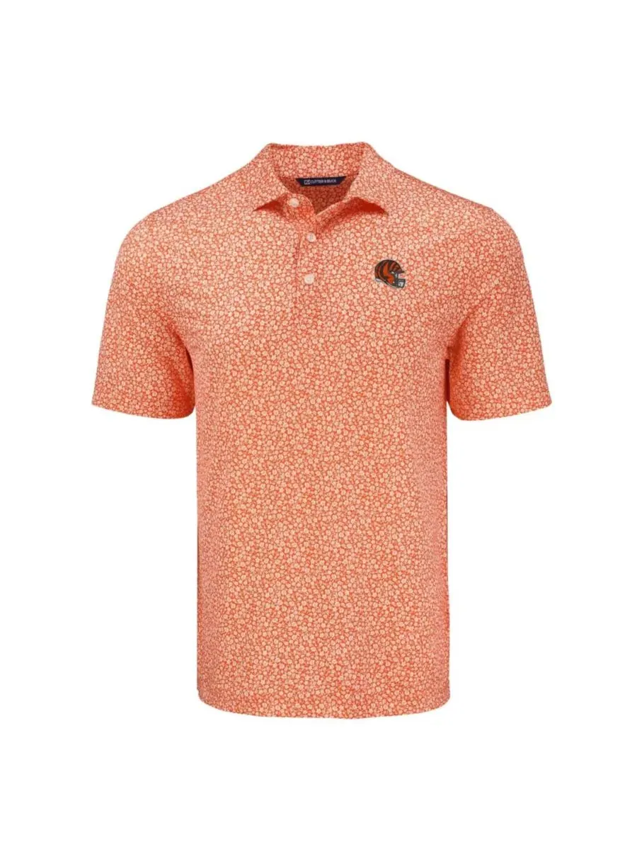 Поло с принтом Cincinnati Bengals Cutter & Buck Pike Eco Flora Print — изображение 3 из 3, оранжевый