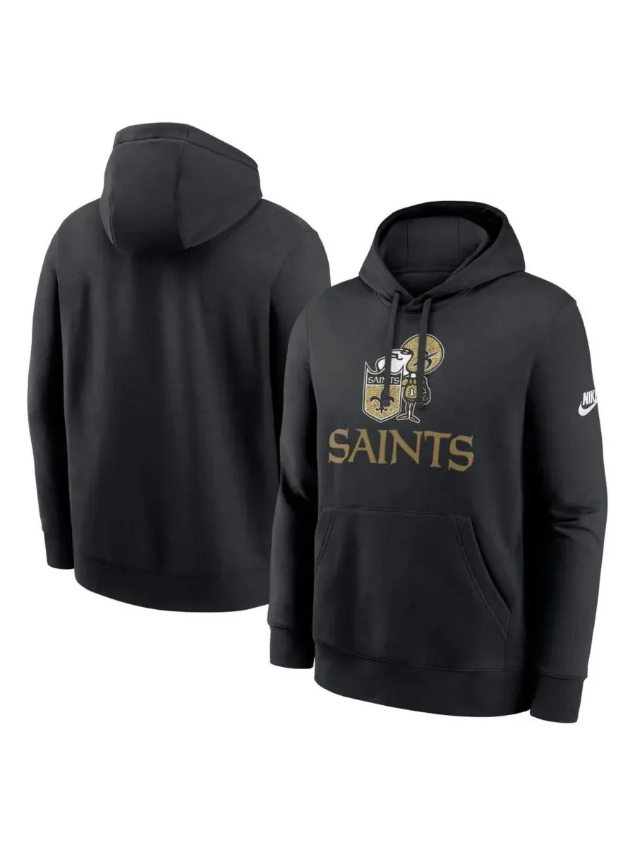 Nike Мужская черная толстовка с капюшоном New Orleans Saints Best Season Rewind Club