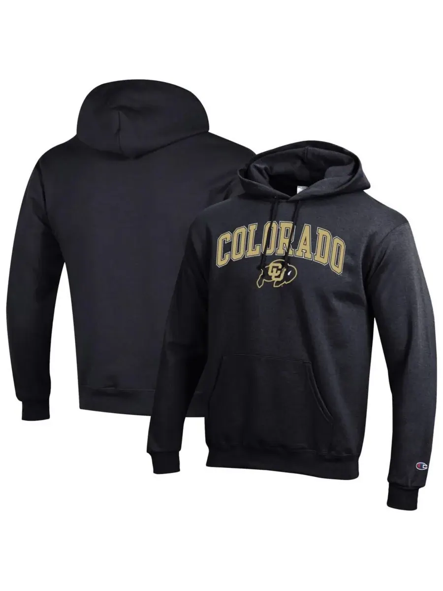 Champion Мужская черная флисовая толстовка с капюшоном Colorado Buffaloes с арочным логотипом