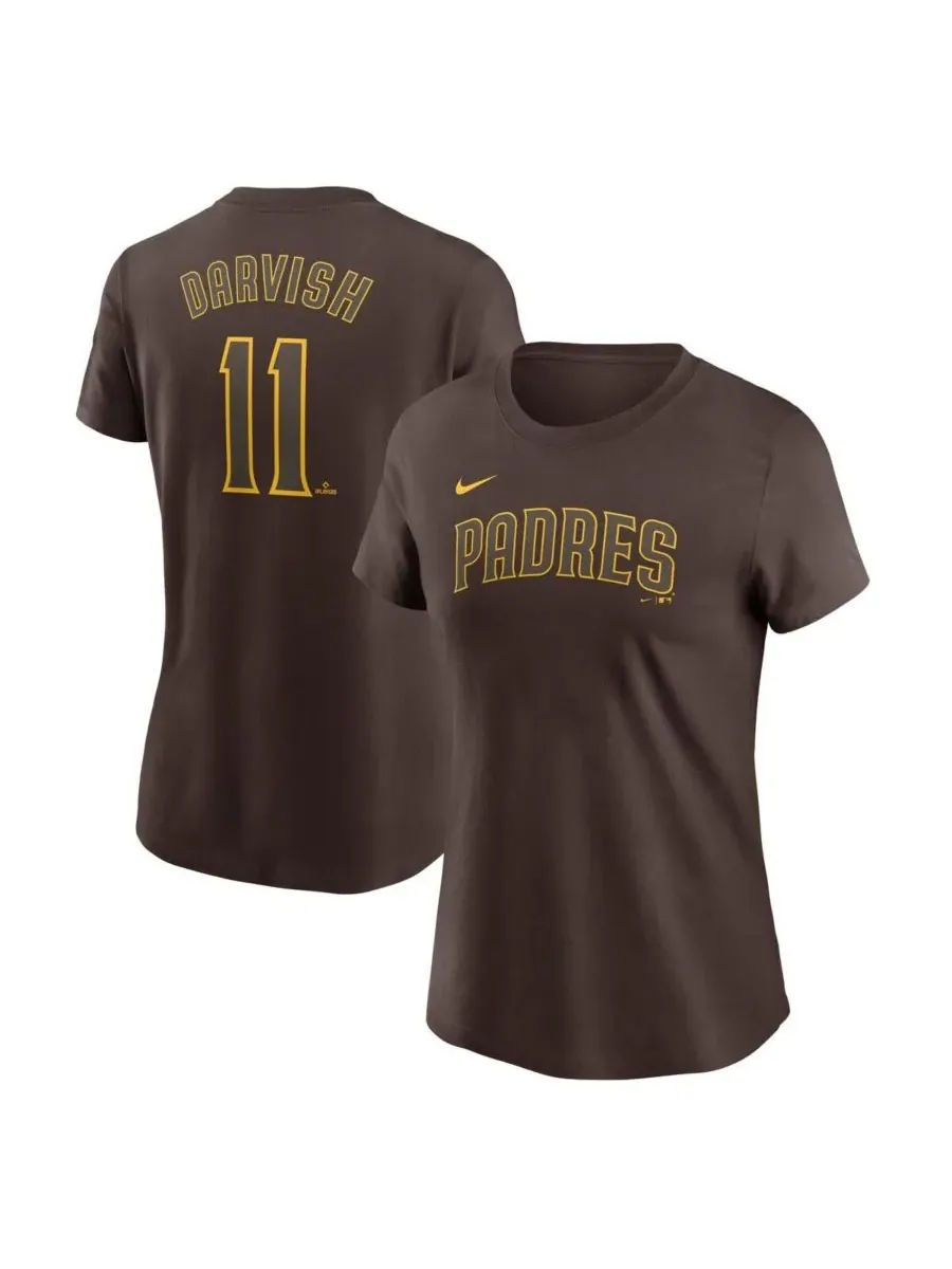 Nike Женская футболка Yu Darvish Brown с номером игрока команды San Diego Padres