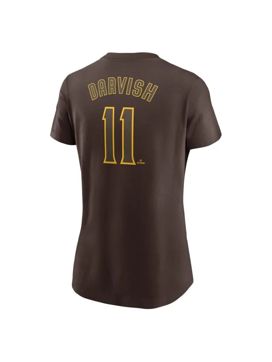 Nike Женская футболка Yu Darvish Brown с номером игрока команды San Diego Padres — изображение 2 из 3, коричневый