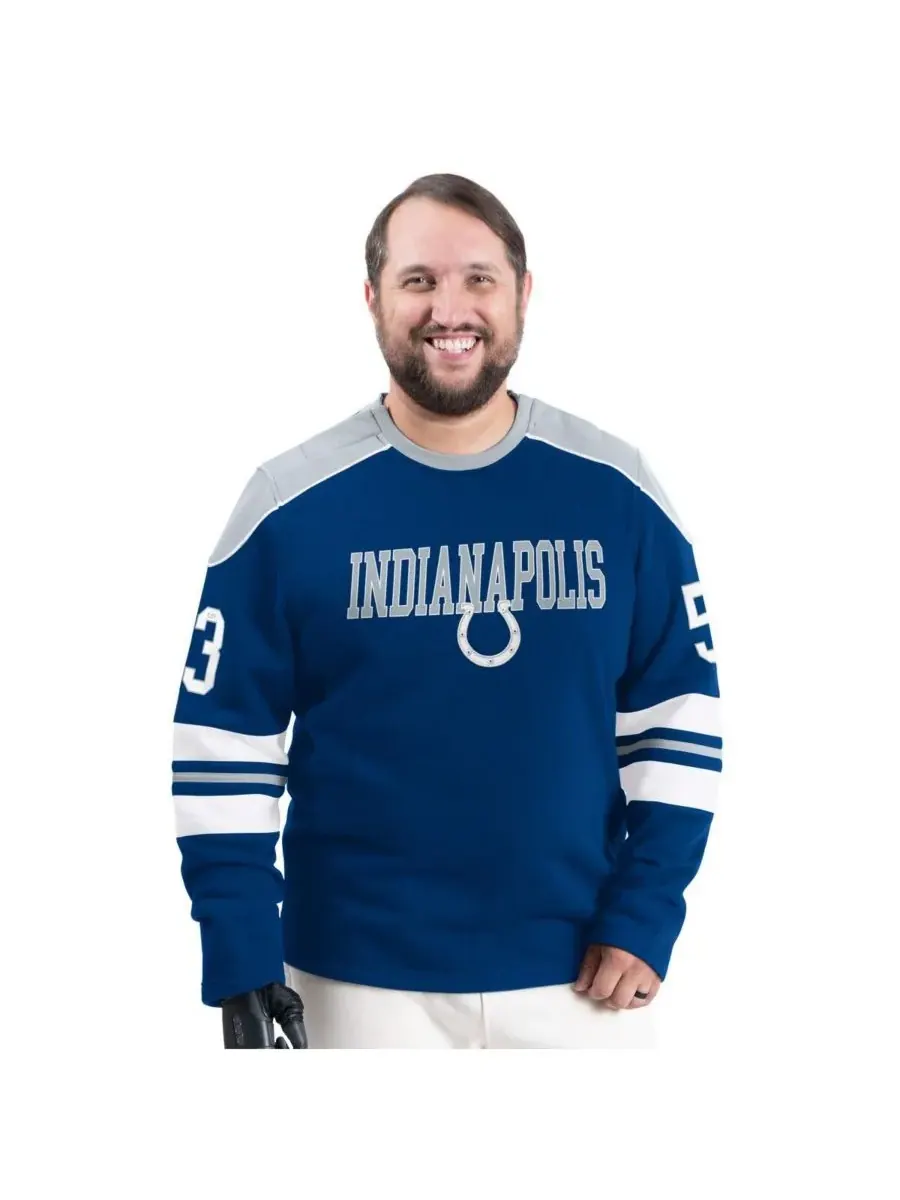 Мужская толстовка Royal Indianapolis Colts Adaptive Lord Stanley с круглым вырезом G-III Sports by