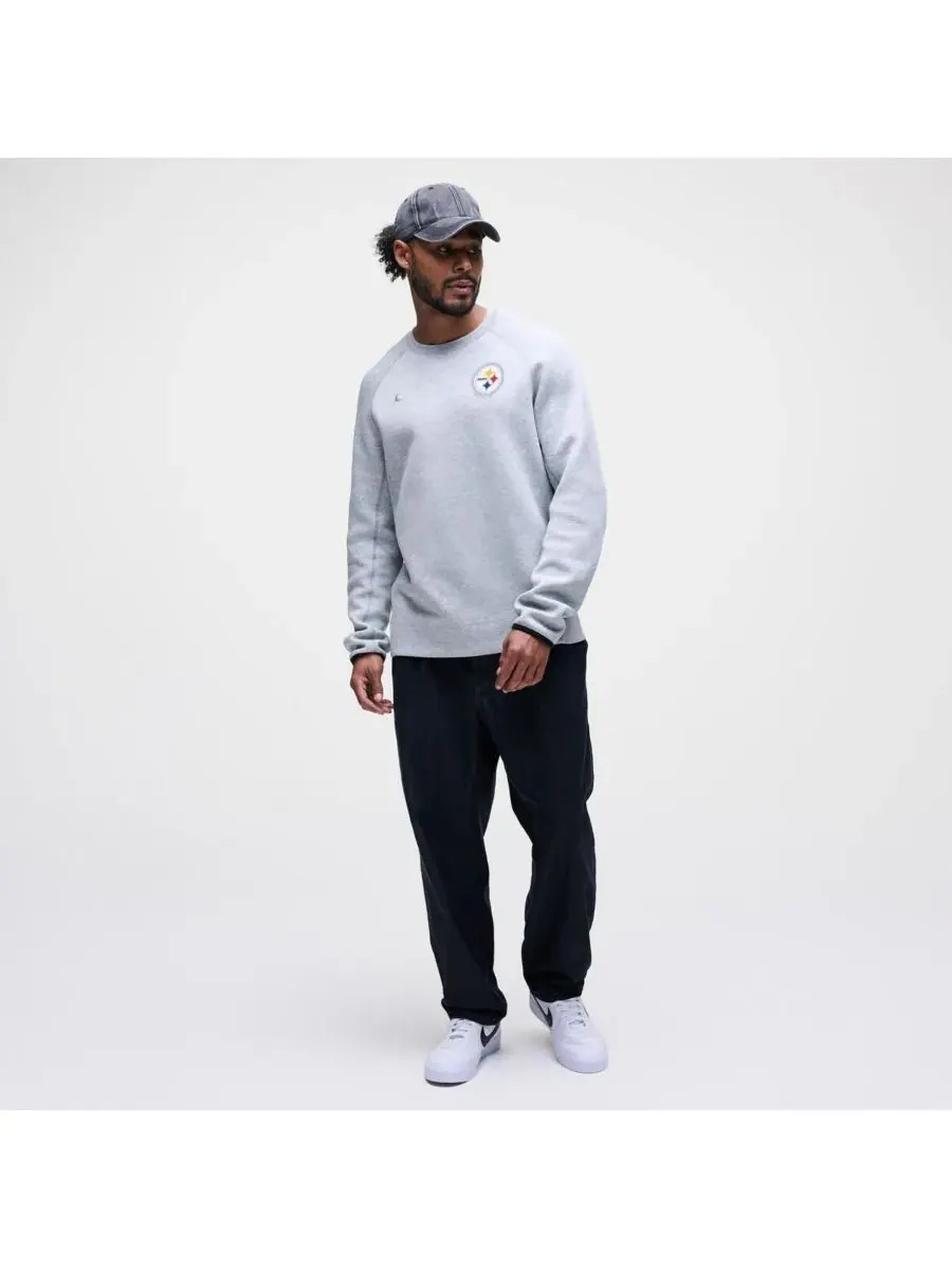 Nike Мужская толстовка-реглан из технологического флиса цвета «Питтсбург Стилерс» серого меланжа — изображение 3 из 5, серый