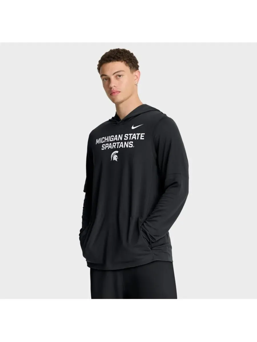 Nike Мужская черная толстовка с длинными рукавами Michigan State Spartans 2025 Sideline Performance