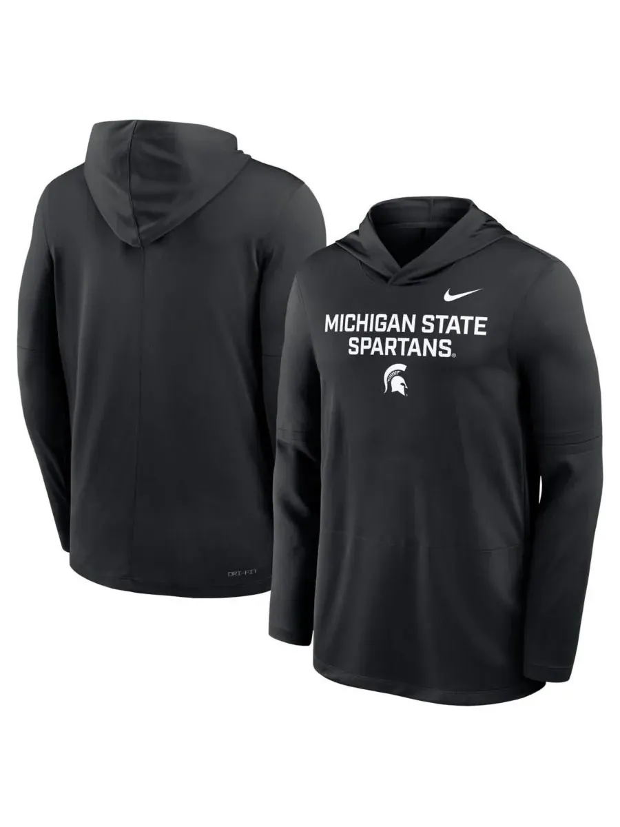 Nike Мужская черная толстовка с длинными рукавами Michigan State Spartans 2025 Sideline Performance — изображение 4 из 5