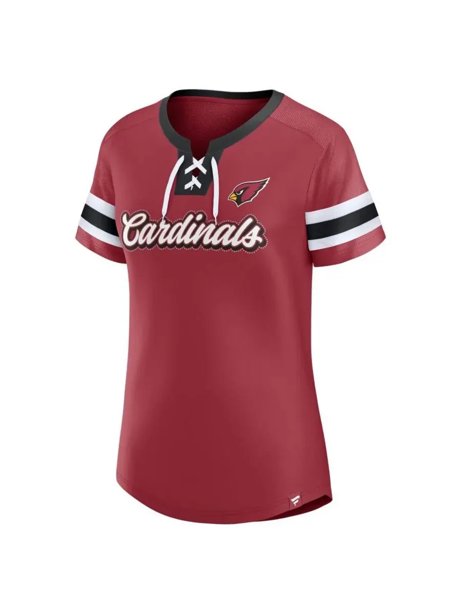 Женская футболка с V-образным вырезом и шнуровкой «Cardinal Arizona Cardinals Iconic Bling Athena» — изображение 3 из 3