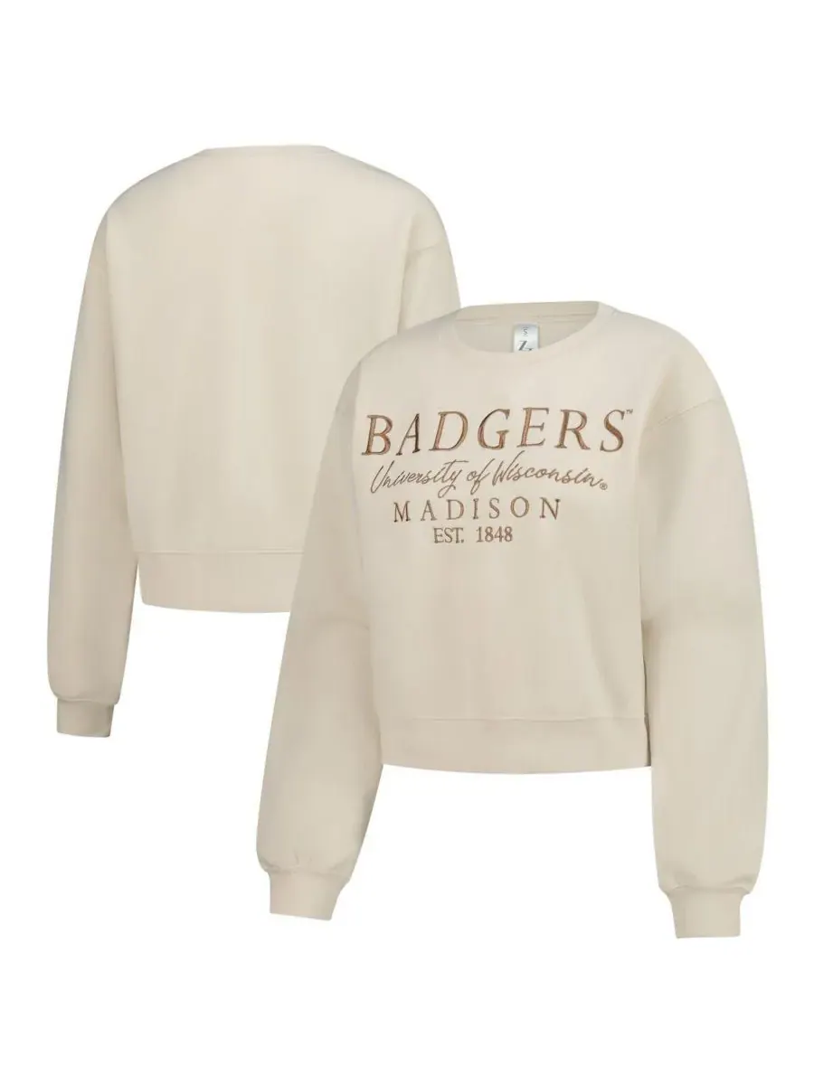 Женская укороченная толстовка с круглым вырезом Sand Wisconsin Badgers ZooZatz