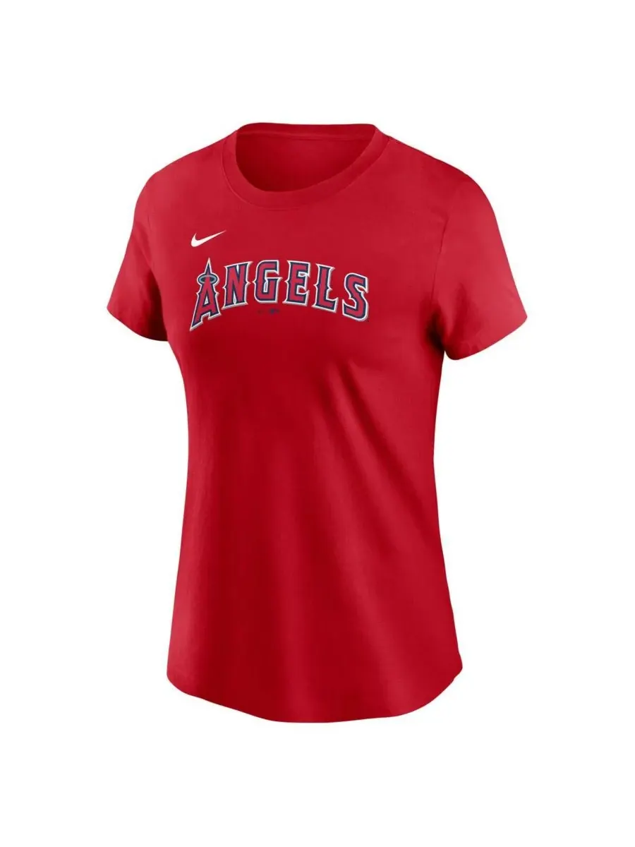 Nike Женская красная футболка с номером игрока команды Los Angeles Angels Майка Траута — изображение 2 из 3, красный
