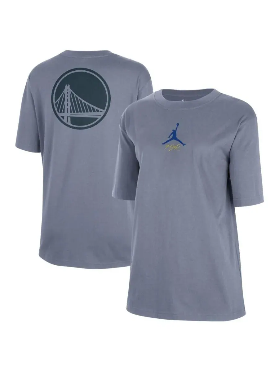 Jordan Женская футболка Ash Golden State Warriors Courtside Statement Edition Boyfriend T-Shirt