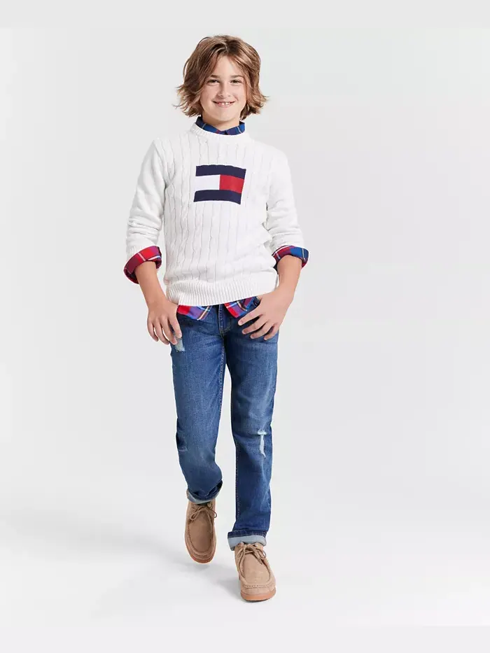 Прямые джинсы Big Boys Straight-Fit Niagara с эффектом стрейч Tommy Hilfiger — изображение 2 из 7, синий