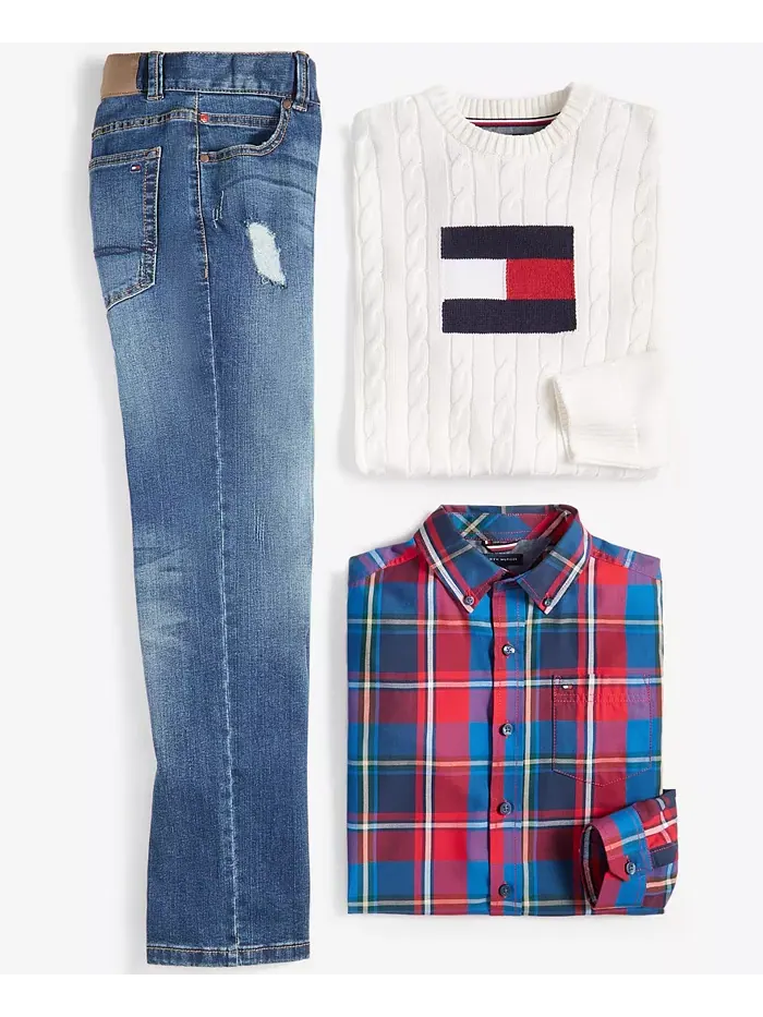 Прямые джинсы Big Boys Straight-Fit Niagara с эффектом стрейч Tommy Hilfiger — изображение 7 из 7, синий