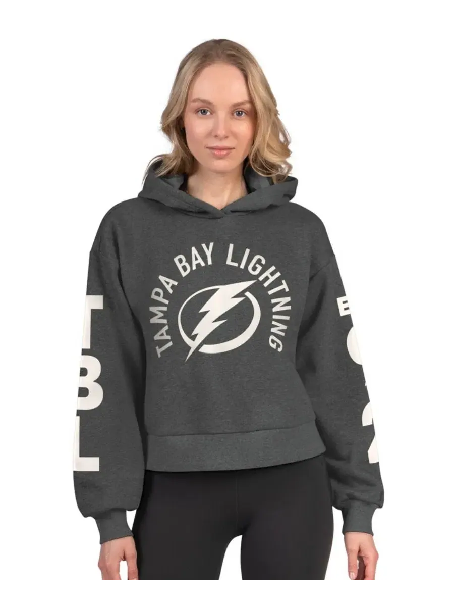 Женский укороченный худи из флиса с принтом Tampa Bay Lightning Star Player Starter