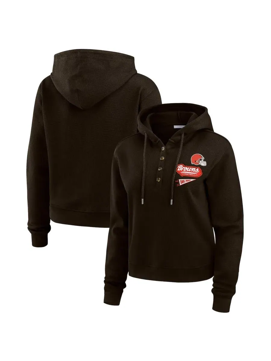 Женский худи-пуловер с вафельным плетением Cleveland Browns, модель Waffle-Knit Pullover Hoodie