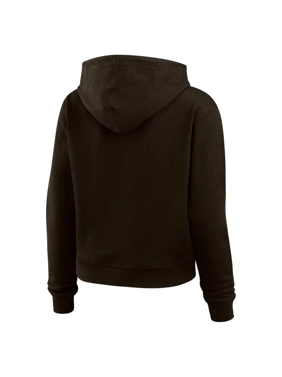 Женский худи-пуловер с вафельным плетением Cleveland Browns, модель Waffle-Knit Pullover Hoodie — изображение 3 из 4