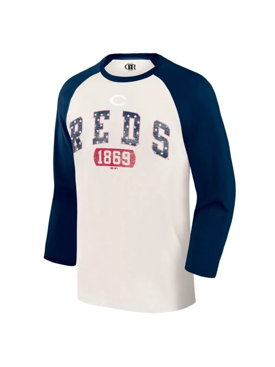 Футболка-реглан с длинным рукавом 3/4 с принтом Cincinnati Reds Americana Darius Rucker Collection — изображение 2 из 4