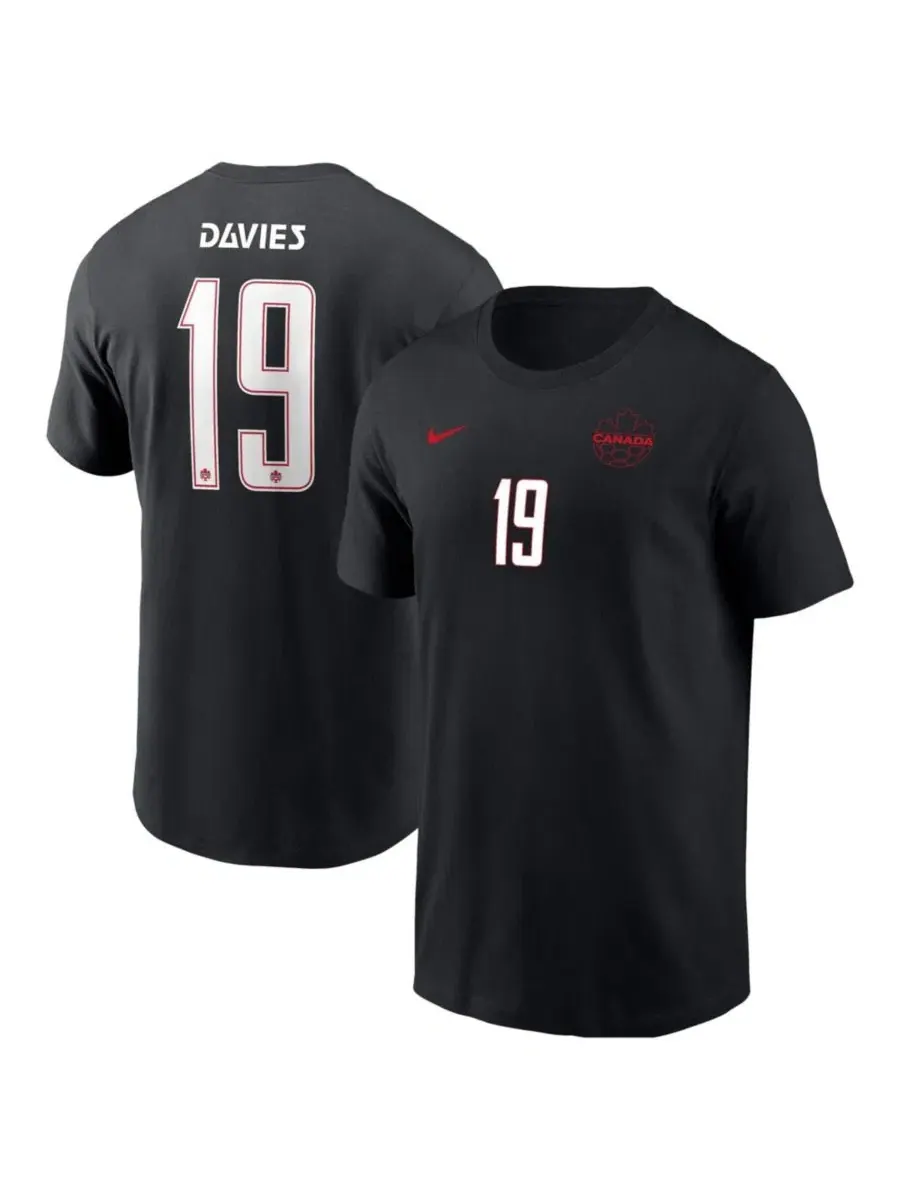 Футболка с длинным рукавом Alphonso Davies Black Canada Soccer Away Name & Number T-Shirt Nike