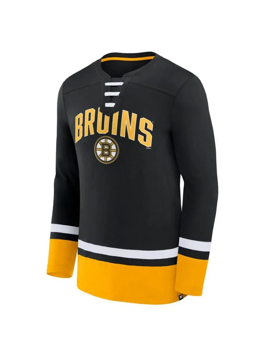 Fanatics Мужская черная футболка с длинными рукавами Boston Bruins Back Pass на шнуровке — изображение 2 из 3, черный