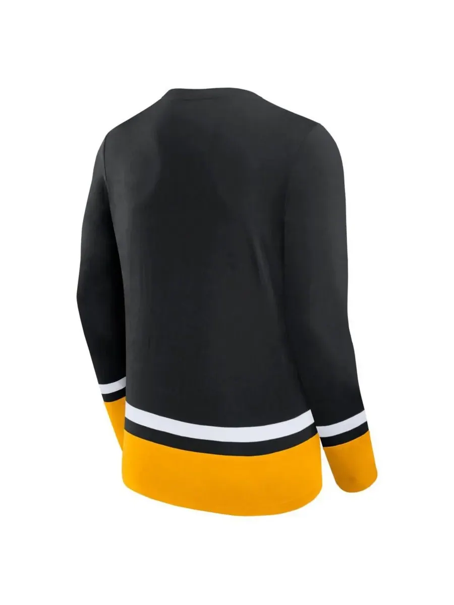 Fanatics Мужская черная футболка с длинными рукавами Boston Bruins Back Pass на шнуровке — изображение 3 из 3, черный